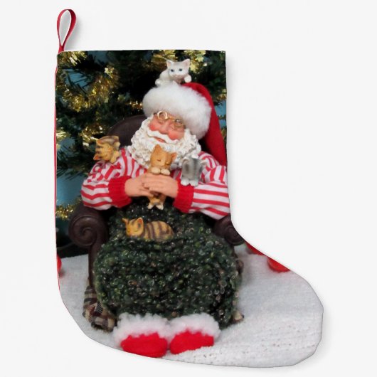 Slaapende kerstman en Kittens-kerststop Kleine Kerstsok (Voorkant)