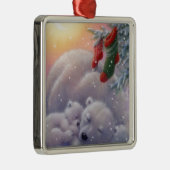 Slaapende kerstpolarBeren Metalen Ornament (Rechts)