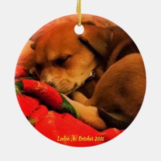 Slaapende kerstversiering keramisch ornament (Achterkant)