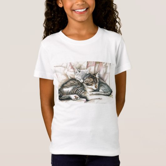 "Slaapende Kittens" Kat Art T shirt (Voorkant)