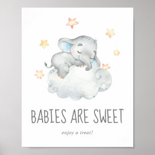 Slaapende kleine olifantenjongen baby's zijn lekke poster