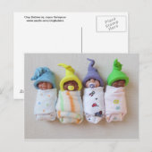 Slaapende kleuters: Polymeer Clay-sculptuur Briefkaart (Voorkant / Achterkant)