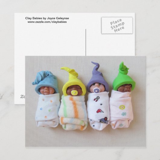 Slaapende kleuters: Polymeer Clay-sculptuur Briefkaart (Voorkant / Achterkant)