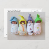 Slaapende kleuters: Polymeer Clay-sculptuur Briefkaart (Voorkant / Achterkant)