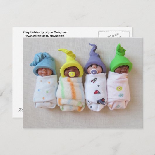 Slaapende kleuters: Polymeer Clay-sculptuur Briefkaart (Voorkant / Achterkant)