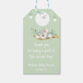 Slaapende Koala Baby shower Favor Dank je wel Cadeaulabel