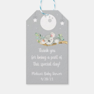 Slaapende Koala Baby shower Favor Dank je wel Cadeaulabel