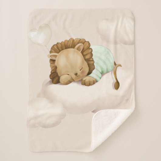 Slaapende lion Cub Sherpa Blanket Deken (Voorkant)
