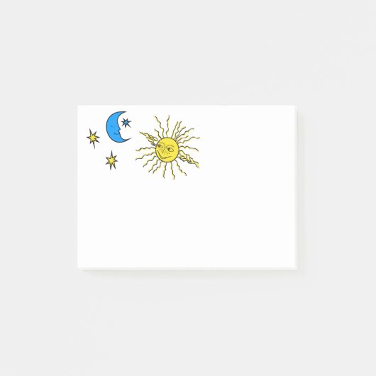 Slaapende maan en glimlende zon post-it® notes (Voorkant)