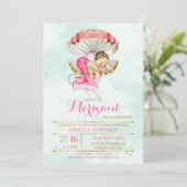 Slaapende Mermaid Baby Clam Shell Tiara Gold & Roz Kaart (Staand voorkant)