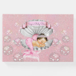 Slaapende Mermaid Baby Girl Pink Shell Pearls Gastenboek