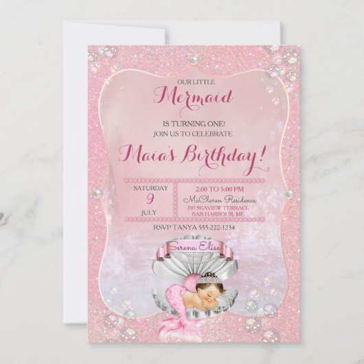 Slaapende Mermaid Girl Pink Pearls Clam Shell Kaart (Voorkant)