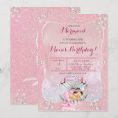 Slaapende Mermaid Girl Pink Pearls Clam Shell Kaart (Voorkant / Achterkant)