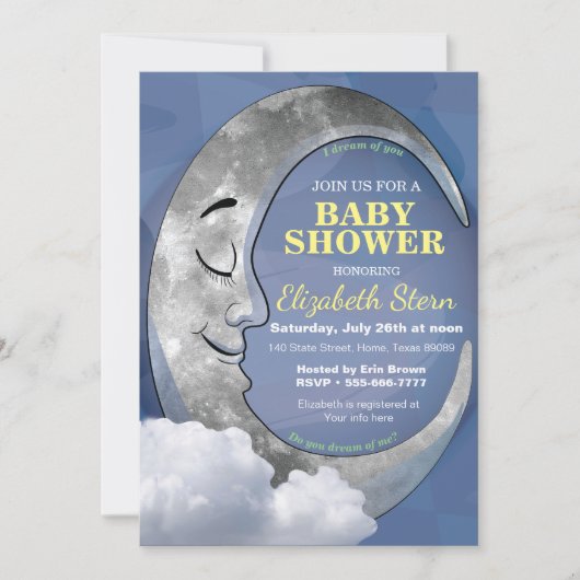 Slaapende Moon baby shower-uitnodiging Kaart (Voorkant)