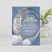 Slaapende Moon baby shower-uitnodiging Kaart (Staand voorkant)