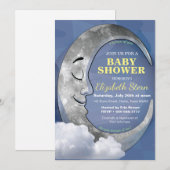 Slaapende Moon baby shower-uitnodiging Kaart (Voorkant / Achterkant)