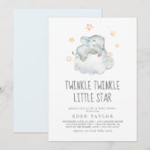 Slaapende olifant Twinkle Little Star Kaart (Voorkant / Achterkant)