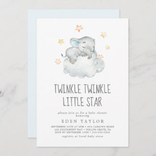 Slaapende olifant Twinkle Little Star Kaart
