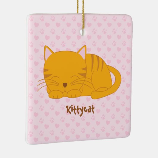 Slaapende Oranje tablet Keramisch Ornament (Rechts)