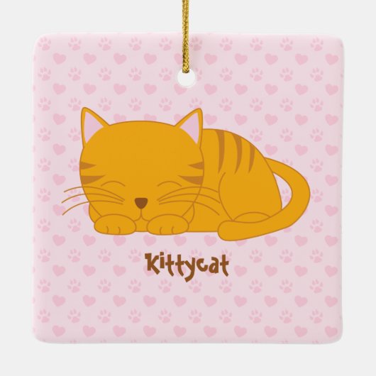 Slaapende Oranje tablet Keramisch Ornament (Achterkant)