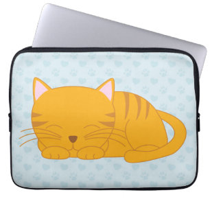Slaapende Oranje tablet Laptop Sleeve