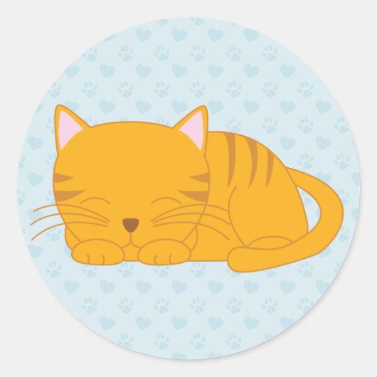 Slaapende Oranje tablet Ronde Sticker (Voorkant)