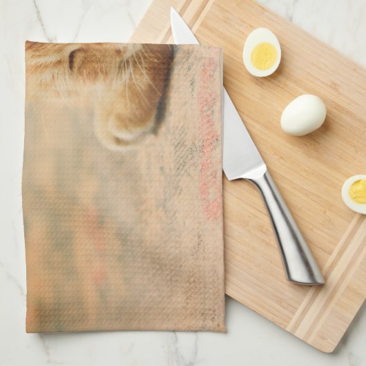 Slaapende Oranje tablet Theedoek (Quarter Fold)