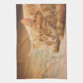 Slaapende Oranje tablet Theedoek (Verticaal)