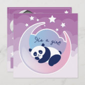 Slaapende Panda 'het is een meisje' - geboorteaank Aankondiging (Voorkant / Achterkant)