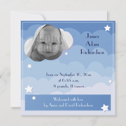 Slaapende Panda's a boy' geboortemededeling Aankondiging (Achterkant)