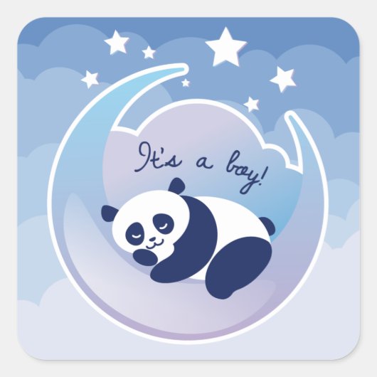 Slaapende Panda's a boy Square sticker (Voorkant)
