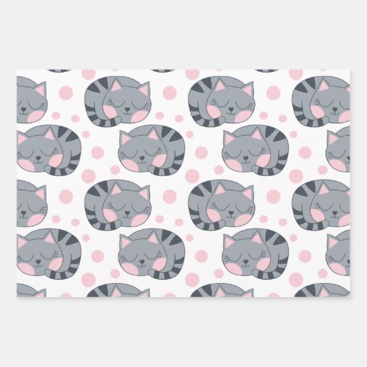 Slaapende papierlade met katten inpakpapier vel (Voorkant)