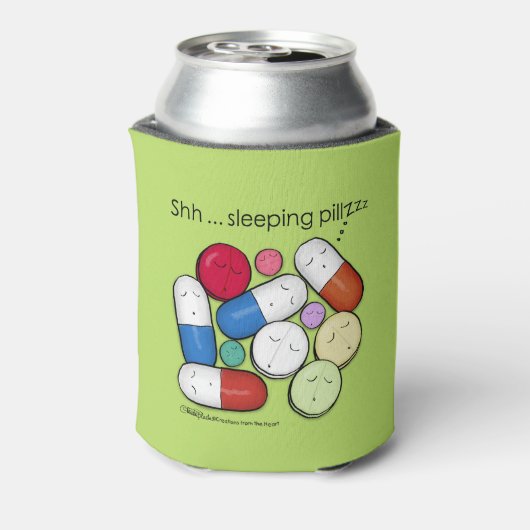 Slaapende pillen-medicatie blikjeskoeler (Blikje Achterkant)