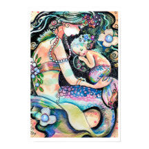 Slaapende Poster tussen moeder en kind Mermaid ART