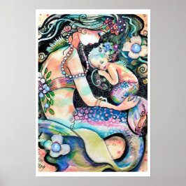 Slaapende Poster tussen moeder en kind Mermaid ART