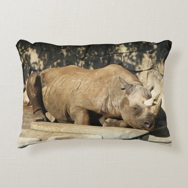 Slaapende Rhino Accent Kussen (Voorkant)