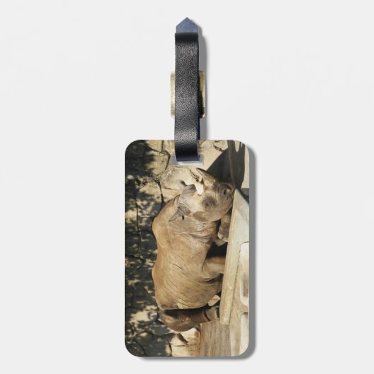 Slaapende Rhino Bagagelabel (Achterkant verticaal)