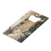 Slaapende Rhino Creditkaart Flessenopener (Achterkant Gekanteld)