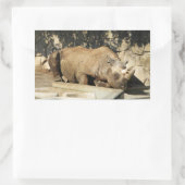 Slaapende Rhino Rechthoekige Sticker (Tas)