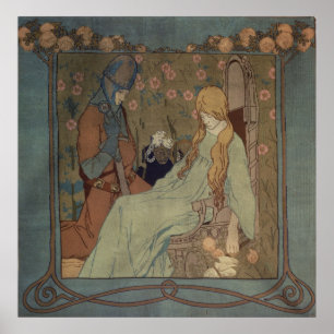 Slaapende schoonheid van Heinrich Vogeler. Poster