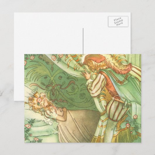 Slaapende schoonheidsprinses,  feillade briefkaart (Voorkant / Achterkant)