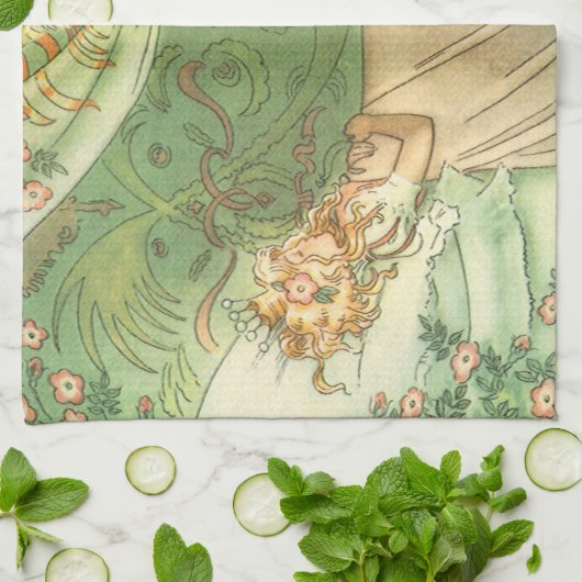 Slaapende schoonheidsprinses,  feillade theedoek (Gevouwen)