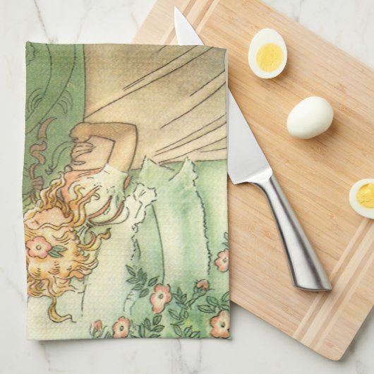 Slaapende schoonheidsprinses,  feillade theedoek (Quarter Fold)