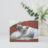 Slaapende Siamese Cat Art Briefkaart (Staand voorkant)