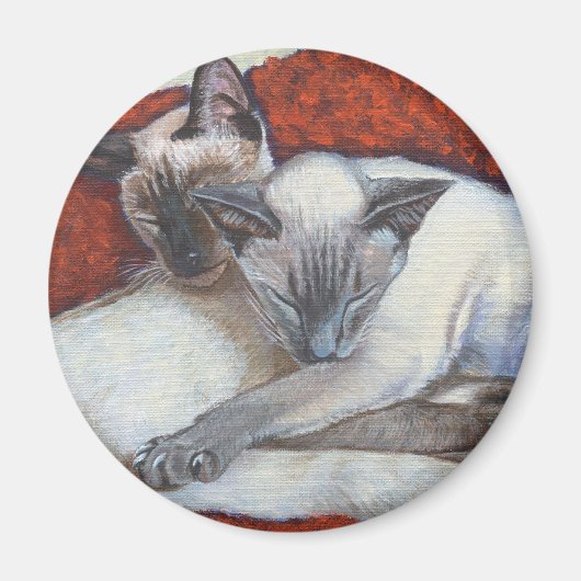 Slaapende Siamese Cat Art Magneet (Voorkant)