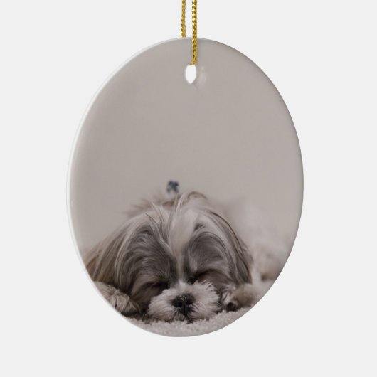 Slaapende sjiitische kerstversiering, slaaphond keramisch ornament (Rechts)