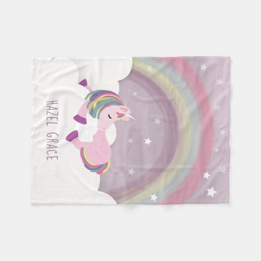 Slaapende Unicorn Rainbow Kinder Fleece Blanket Deken (Voorkant (Horizontaal))