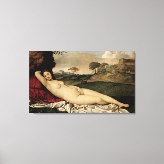 Slaapende Venus (door Giorgione) Canvas Afdruk (Voorkant)