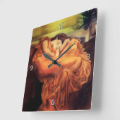 Slaapende vrouw in sinaasappel - Flaming June Vierkante Klok (Hoek)