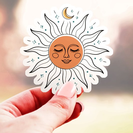 Slaapende Zon en Maan Vinyl Sticker